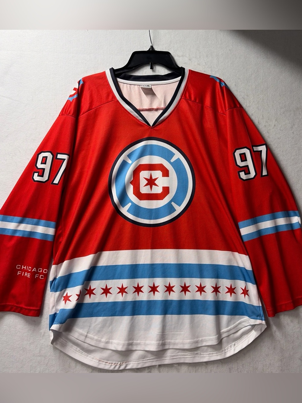 MLS Chicago Fire FC Soccer Hockey Jersey City Flag 97 SGA Adult Size XL